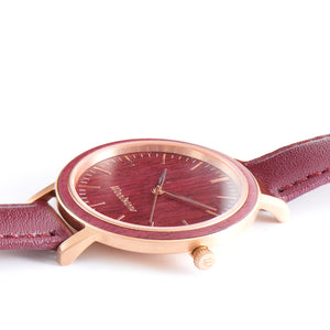 Woodstone Serenity Purpleheart Women's Wooden Watches - Rosegold Side
