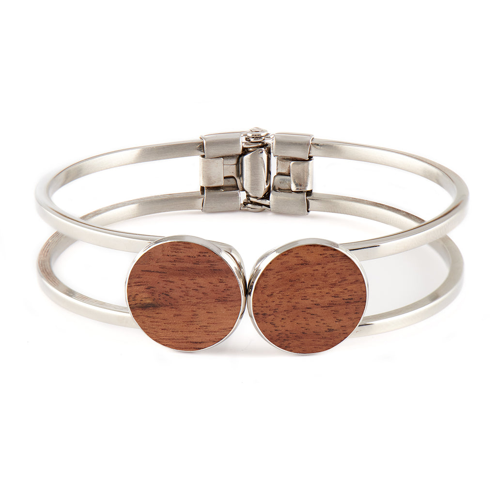 Olivia Walnut - Silver Bangle